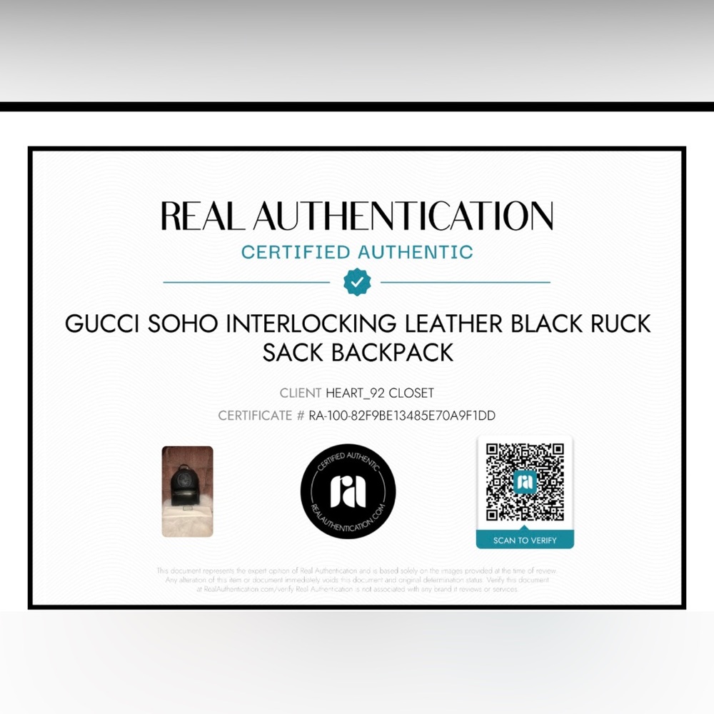 NWOT Gucci Soho Interlockcing GG Black Leather Rucksack Backpack Dust Bag COA - Picture 9 of 9